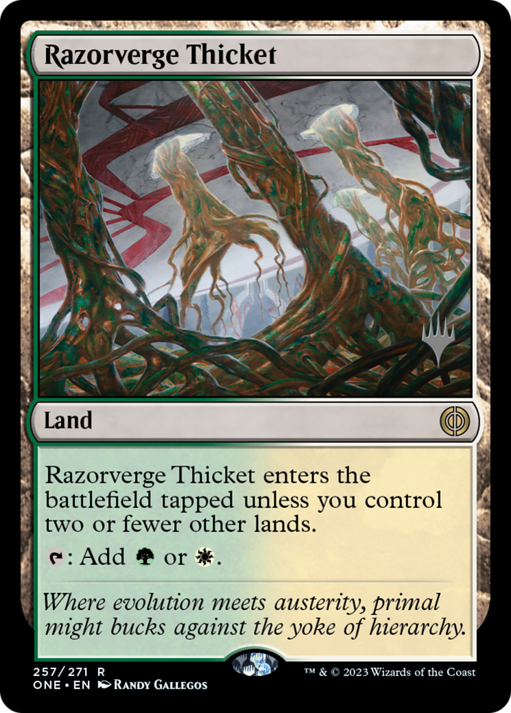 Razorverge Thicket (Promo Pack) [Phyrexia: All Will Be One Promos] | Gam3 Escape