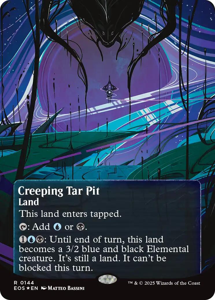 Creeping Tar Pit (0144) (Borderless) (Galaxy Foil) [Edge of Eternities: Stellar Sights] | Gam3 Escape