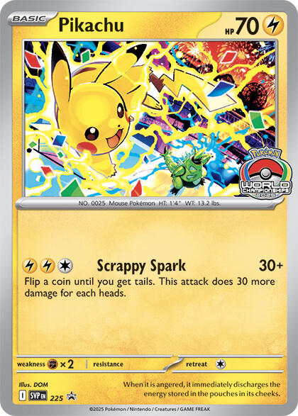 Pikachu (225) (World Championship 2025) [Scarlet & Violet: Black Star Promos] | Gam3 Escape