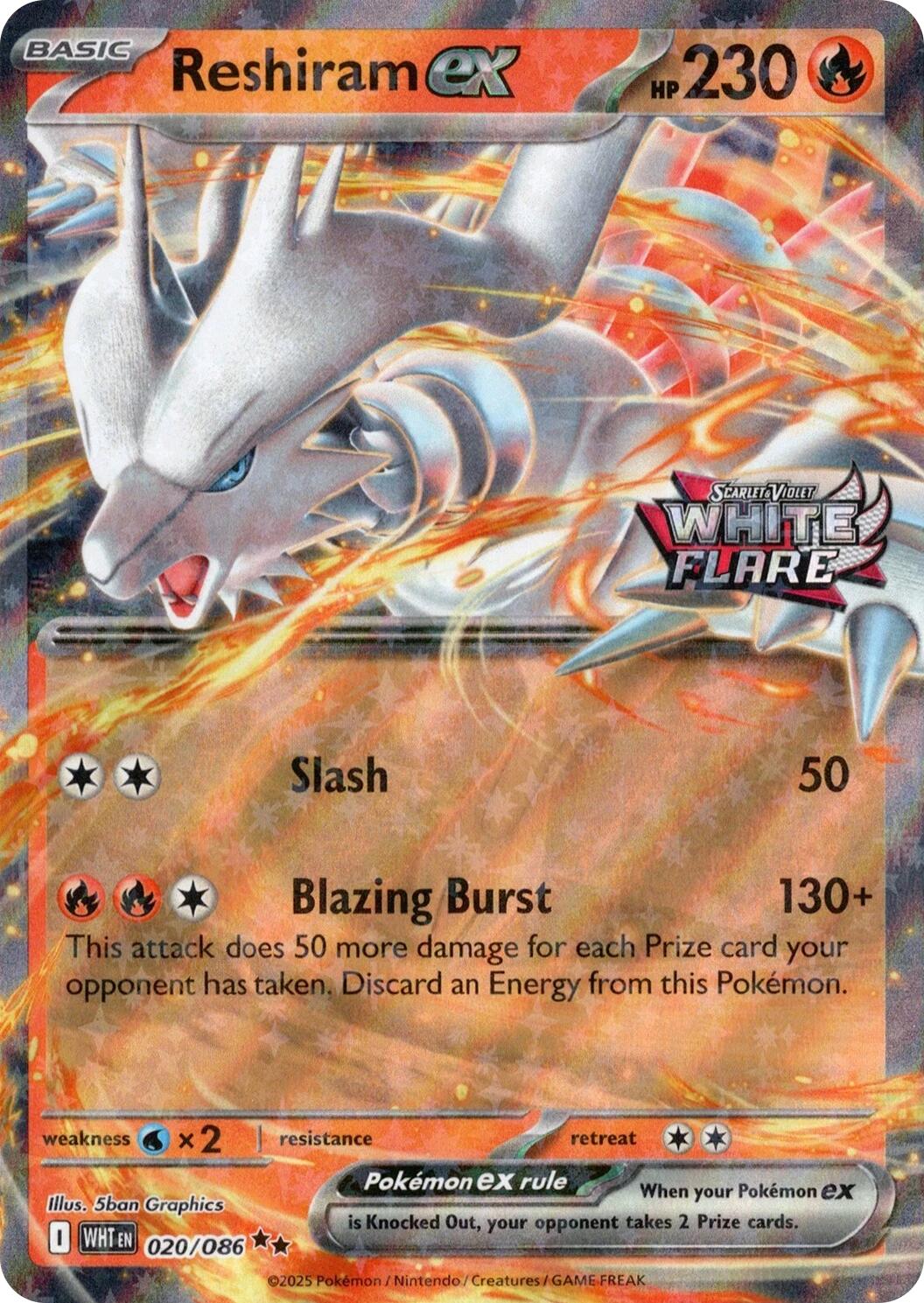 Reshiram ex (020/086) (White Flare Stamped) [Miscellaneous Cards] | Gam3 Escape