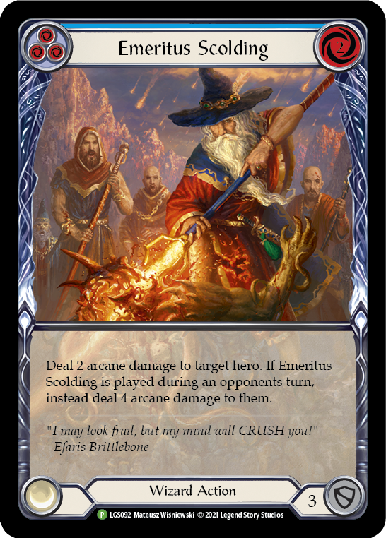 Emeritus Scolding (Blue Extended Art) [LGS092] (Promo)  Rainbow Foil | Gam3 Escape