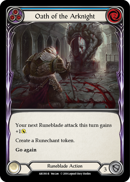 Oath of the Arknight (Blue) [ARC093-R] (Arcane Rising)  1st Edition Rainbow Foil | Gam3 Escape