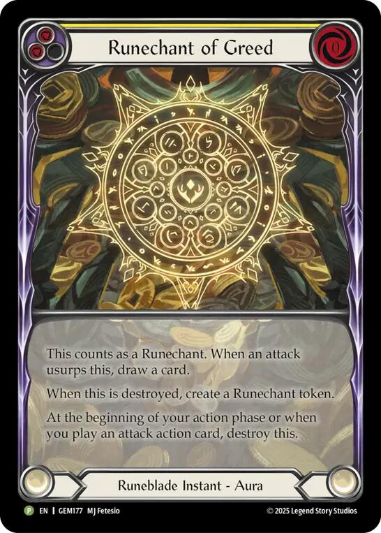 Runechant of Greed (Yellow) [GEM177-RF] (GEM Pack 5)  Rainbow Foil | Gam3 Escape