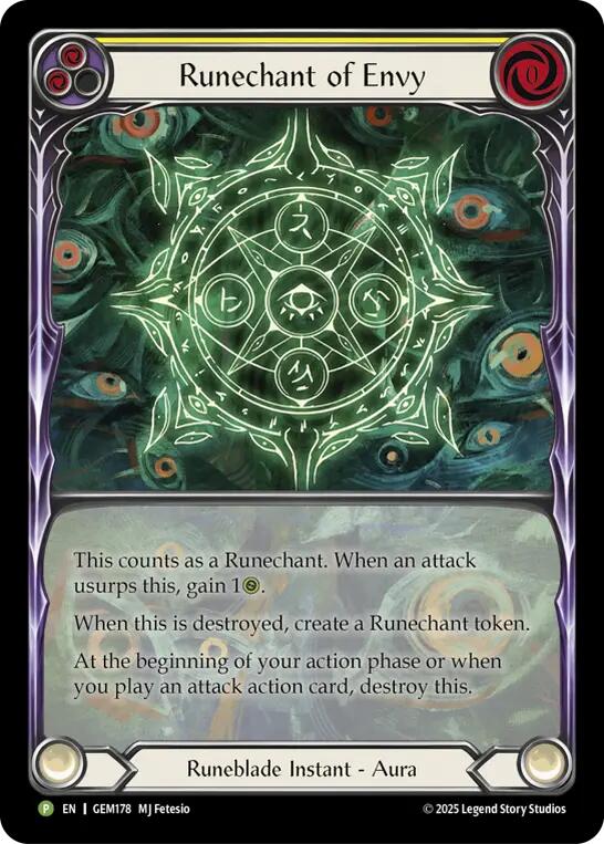 Runechant of Envy (Yellow) [GEM178-RF] (GEM Pack 5)  Rainbow Foil | Gam3 Escape