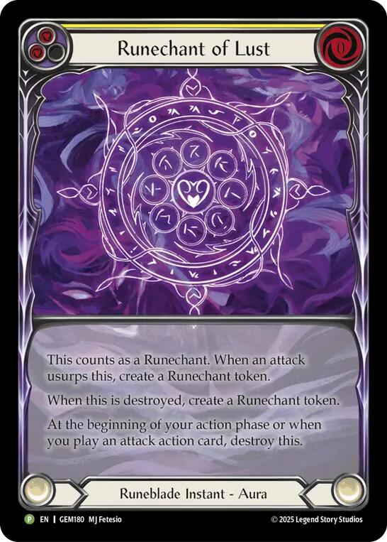 Runechant of Lust (Yellow) [GEM180-RF] (GEM Pack 5)  Rainbow Foil | Gam3 Escape