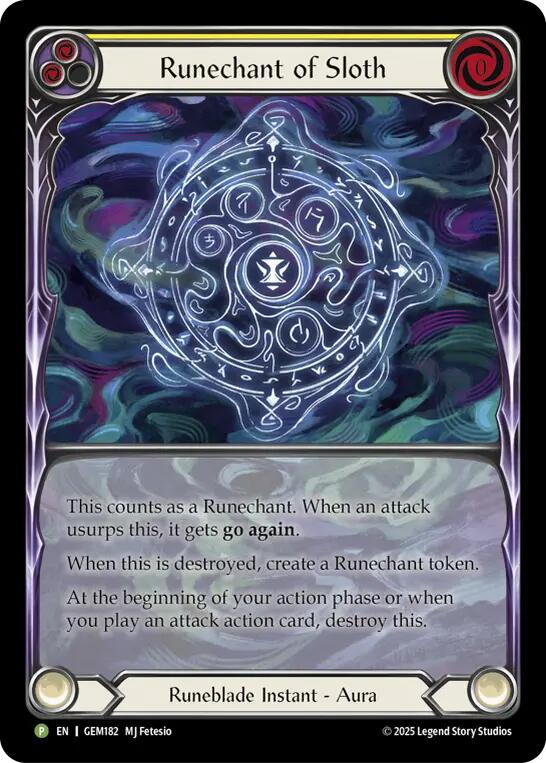 Runechant of Sloth (Yellow) [GEM182-RF] (GEM Pack 5)  Rainbow Foil | Gam3 Escape