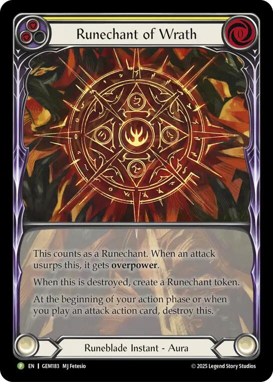 Runechant of Wrath (Yellow) [GEM183-RF] (GEM Pack 5)  Rainbow Foil | Gam3 Escape