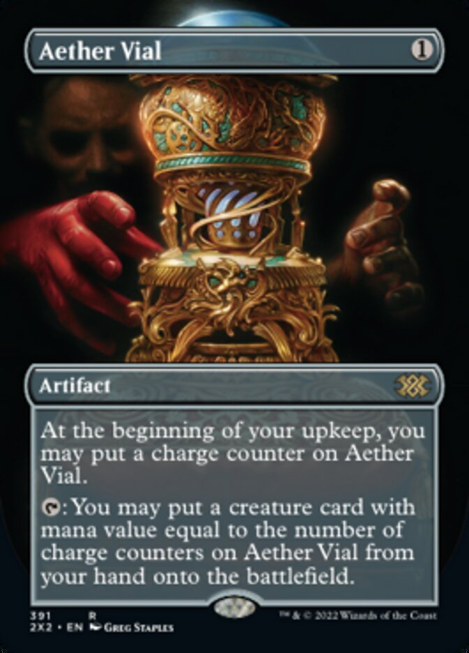 Aether Vial (Borderless Alternate Art) [Double Masters 2022] | Gam3 Escape