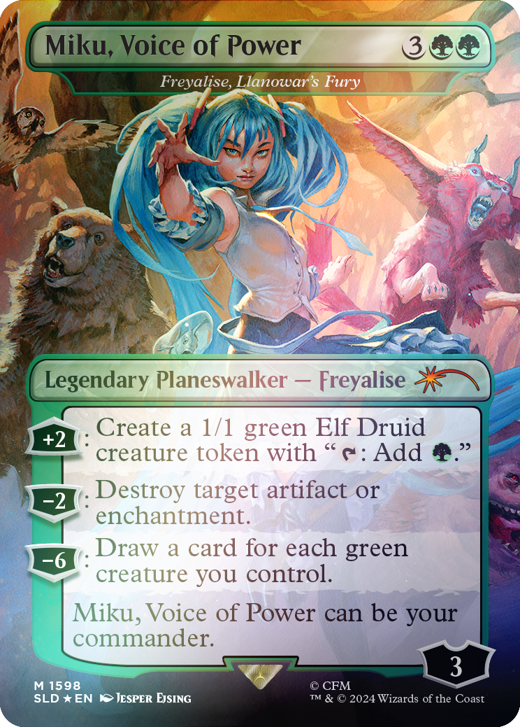 Miku, Voice of Power - Freyalise, Llanowar's Fury (Rainbow Foil) [Secret Lair Drop Series] | Gam3 Escape