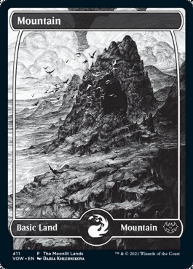 Mountain (The Moonlit Lands) (Foil Etched) [Innistrad: Crimson Vow Promos] | Gam3 Escape