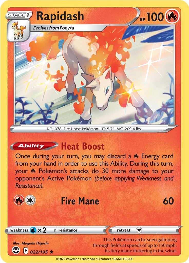 Rapidash (022/195) (Theme Deck Exclusive) [Sword & Shield: Silver Tempest] | Gam3 Escape