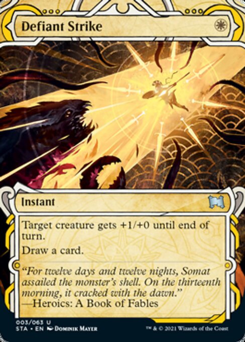 Defiant Strike (Foil Etched) [Strixhaven: Mystical Archive] | Gam3 Escape