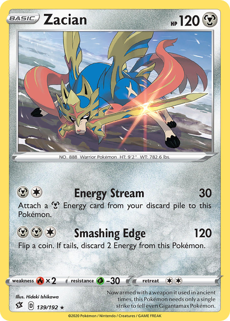 Zacian (139/192) (Cracked Ice Holo) (Theme Deck Exclusives) [Sword & Shield: Rebel Clash] | Gam3 Escape