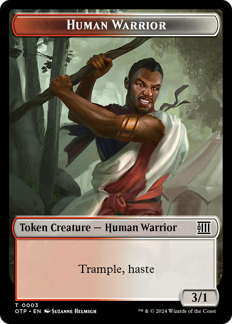 Treasure // Human Warrior Double-Sided Token [Outlaws of Thunder Junction Tokens] | Gam3 Escape