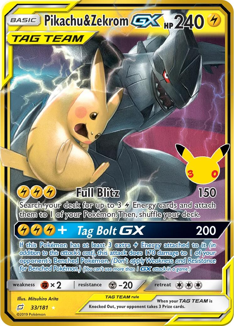 Pikachu & Zekrom GX (33/181) [Mega Evolution: 30th Celebration] | Gam3 Escape
