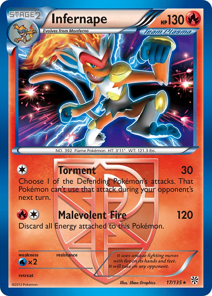 Infernape (17/135) (Theme Deck Exclusive) [Black & White: Plasma Storm] | Gam3 Escape