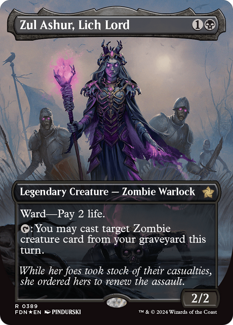 Zul Ashur, Lich Lord (Borderless) (Mana Foil) [Foundations] | Gam3 Escape