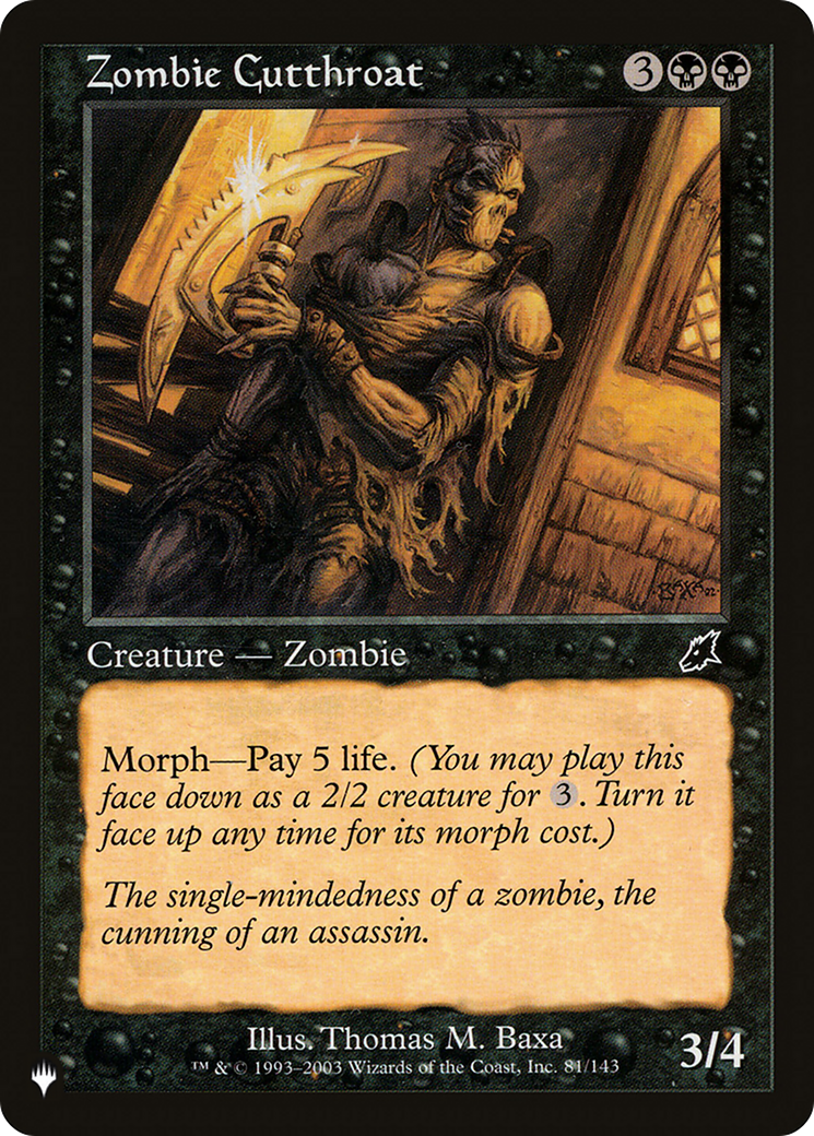 Zombie Cutthroat [The List Reprints] | Gam3 Escape