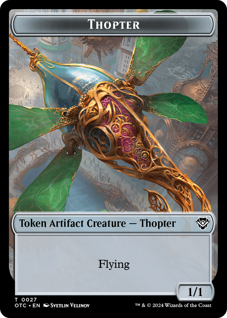 Thopter // Manifest Double-Sided Token [Outlaws of Thunder Junction Commander Tokens] | Gam3 Escape