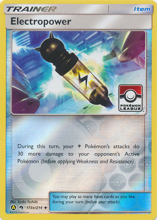 Electropower (172a/214) (League Promo) [Sun & Moon: Lost Thunder] | Gam3 Escape
