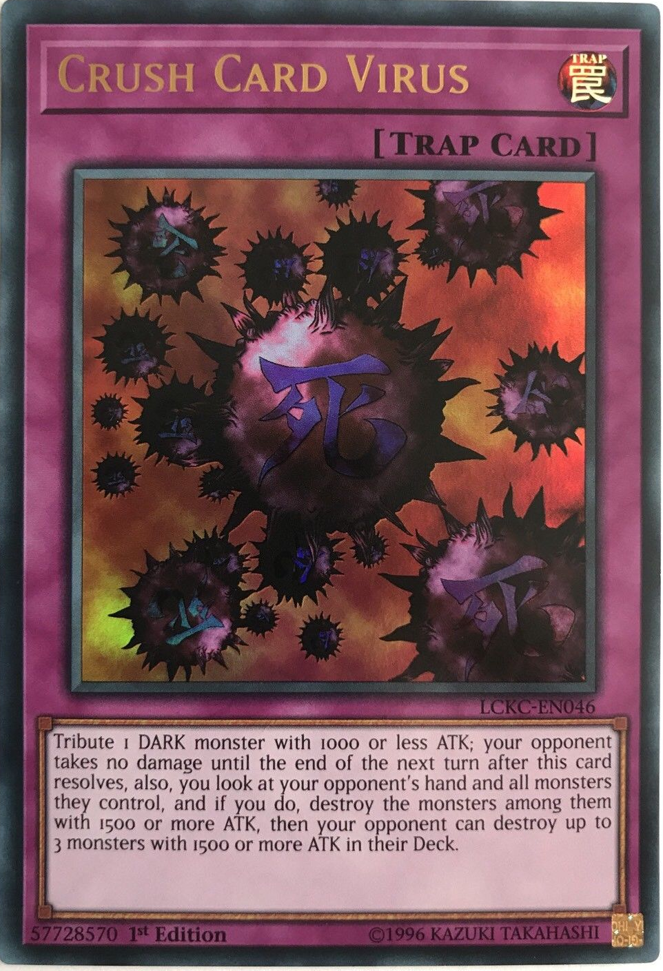 Crush Card Virus (Version 1) [LCKC-EN046] Ultra Rare | Gam3 Escape