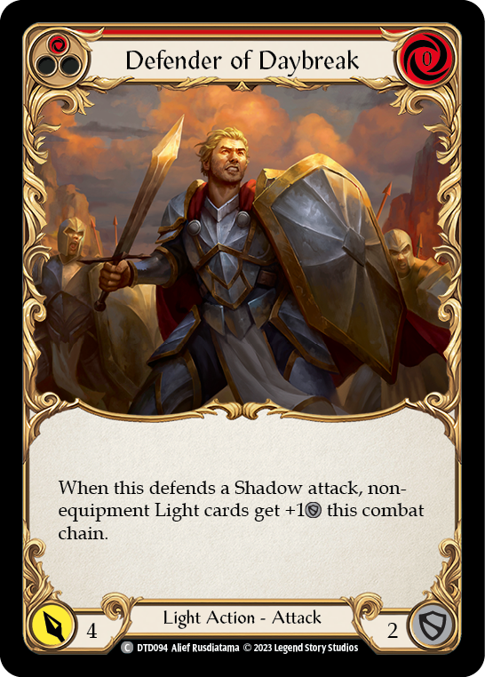 Defender of Daybreak (Red) [DTD094] (Dusk Till Dawn)  Rainbow Foil | Gam3 Escape