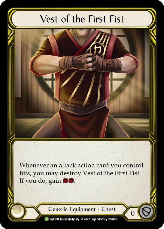 Vest of the First Fist (Golden) [FAB100] (Promo)  Cold Foil | Gam3 Escape