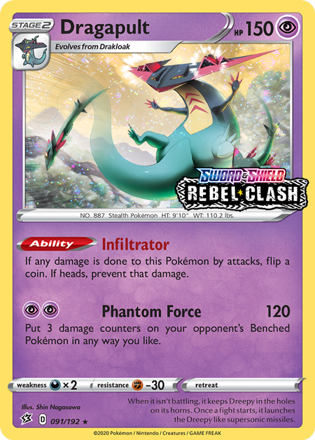 Dragapult (091/192) (Rebel Clash Stamped) [Sword & Shield: Black Star Promos] | Gam3 Escape