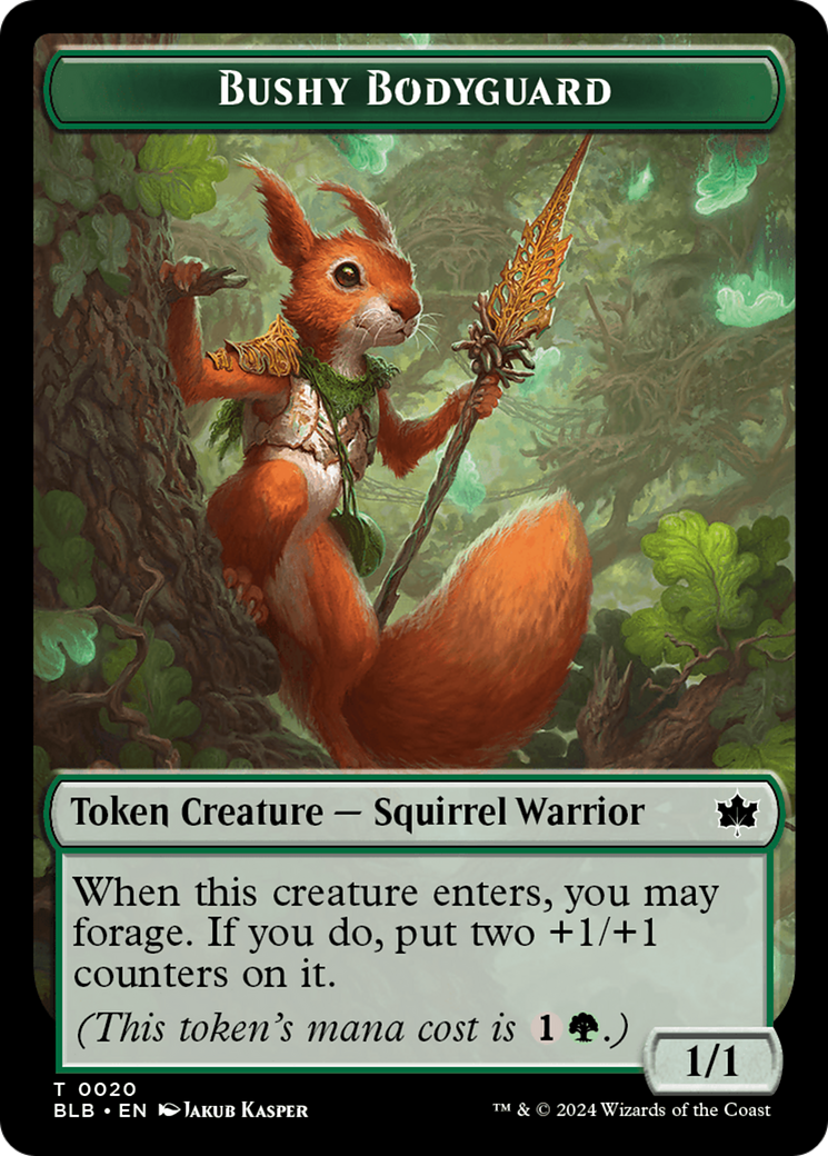 Emblem - Ral, Crackling Wit // Bushy Bodyguard Double-Sided Token [Bloomburrow Tokens] | Gam3 Escape