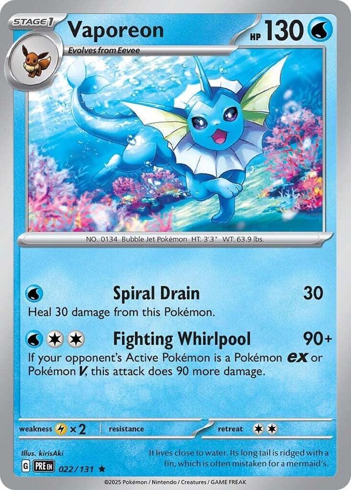 Vaporeon (022/131) [Scarlet & Violet: Prismatic Evolutions] | Gam3 Escape