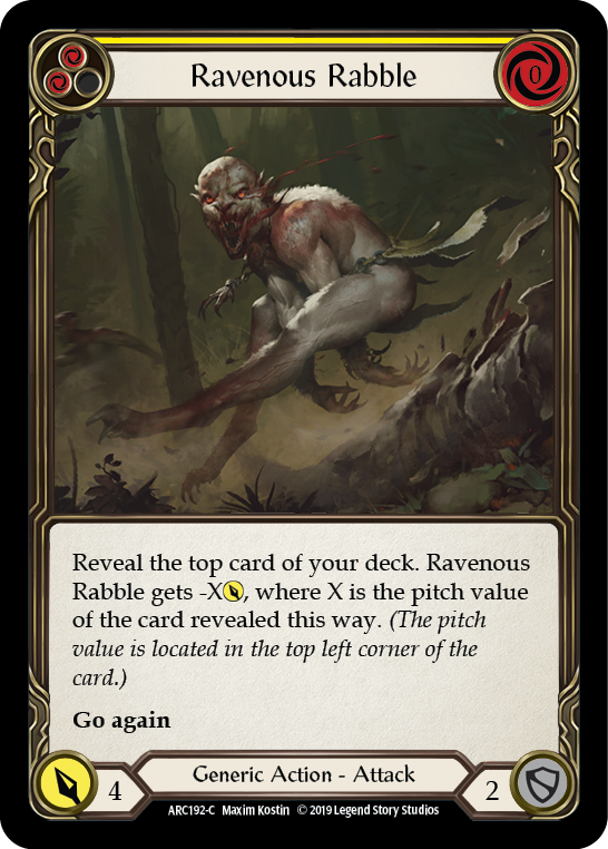 Ravenous Rabble (Yellow) [ARC192-C] (Arcane Rising)  1st Edition Normal | Gam3 Escape