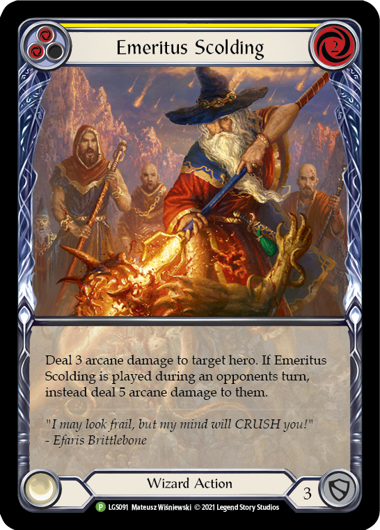 Emeritus Scolding (Yellow Extended Art) [LGS091] (Promo)  Rainbow Foil | Gam3 Escape