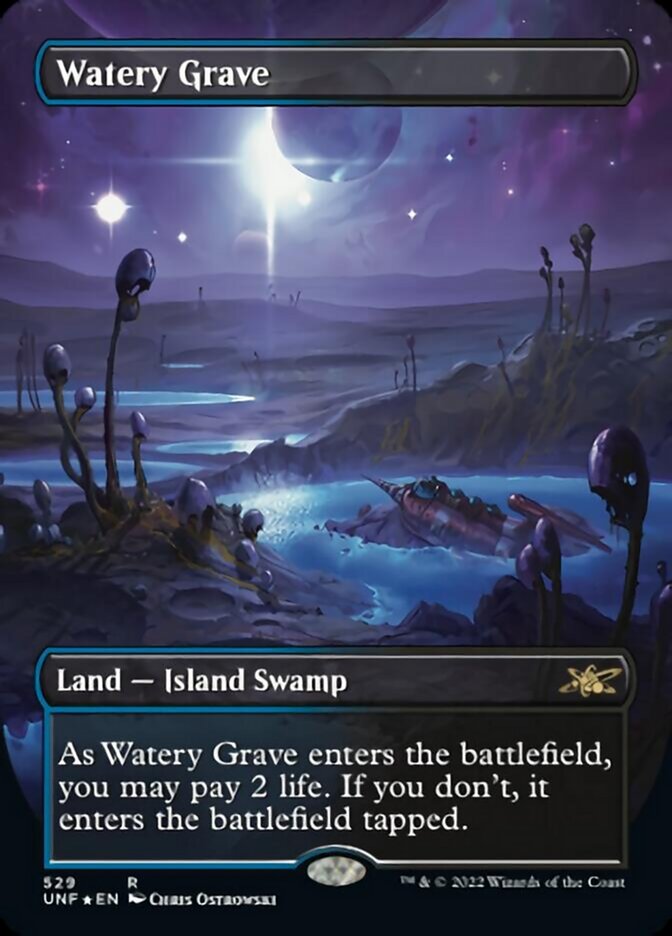 Watery Grave (Borderless) (Galaxy Foil) [Unfinity] | Gam3 Escape