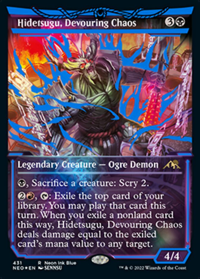 Hidetsugu, Devouring Chaos (Neon Ink Blue) [Kamigawa: Neon Dynasty] | Gam3 Escape