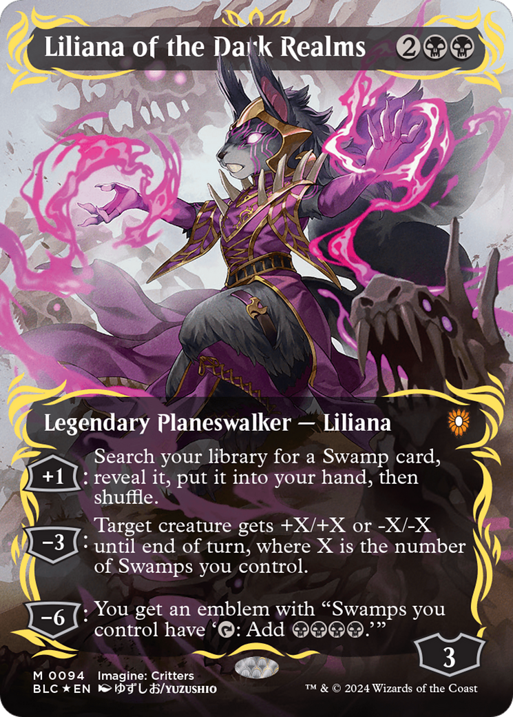 Liliana of the Dark Realms (Borderless) (Raised Foil) [Bloomburrow Commander] | Gam3 Escape