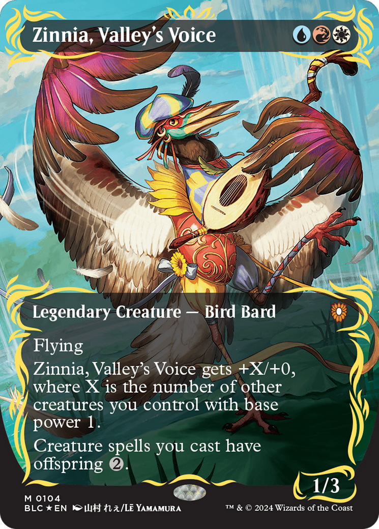 Zinnia, Valley's Voice (Borderless) (Raised Foil) [Bloomburrow Commander] | Gam3 Escape