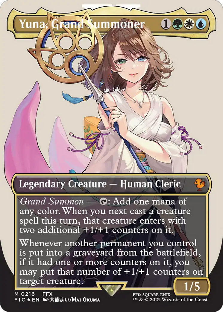 Yuna, Grand Summoner (Borderless) (Surge Foil) [FINAL FANTASY Commander] | Gam3 Escape