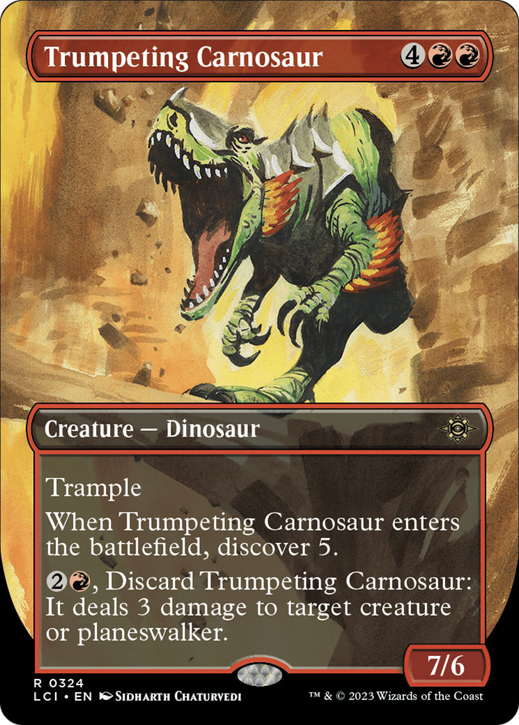 Trumpeting Carnosaur (Borderless) [The Lost Caverns of Ixalan] | Gam3 Escape