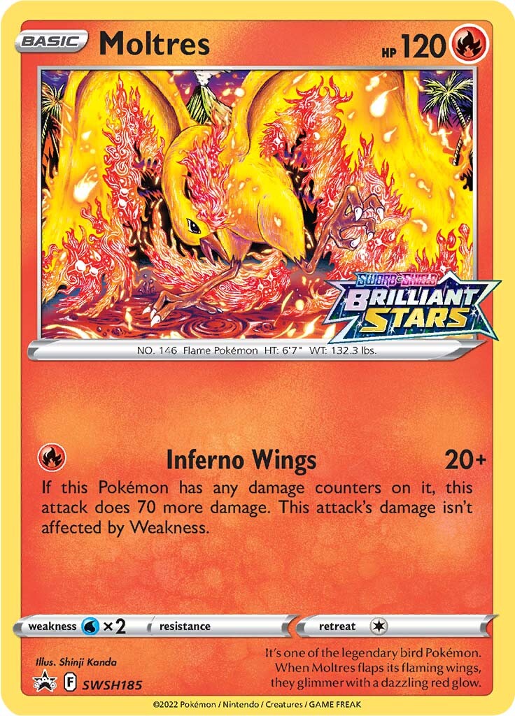 Moltres (SWSH185) (Prerelease Promo) [Sword & Shield: Black Star Promos] | Gam3 Escape