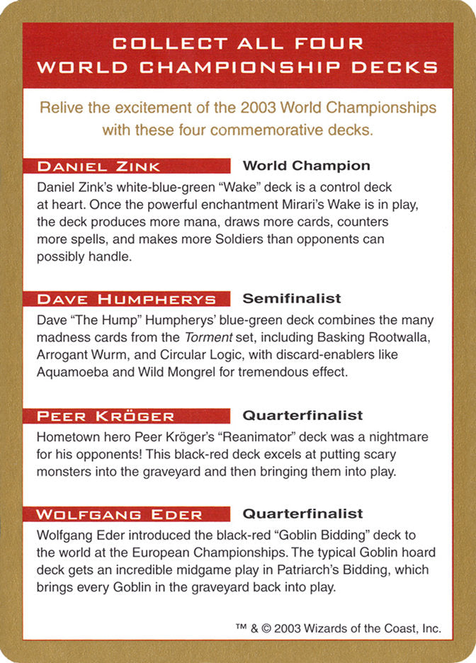 2003 World Championships Ad [World Championship Decks 2003] | Gam3 Escape