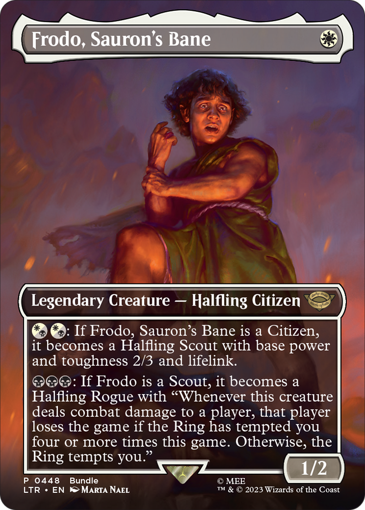 Frodo, Sauron's Bane (Borderless Alternate Art) [The Lord of the Rings: Tales of Middle-Earth] | Gam3 Escape