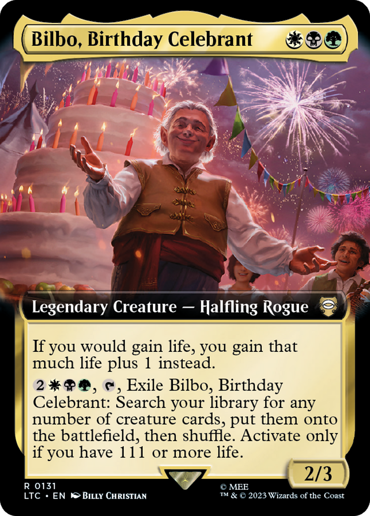 Bilbo, Birthday Celebrant (Extended Art) [The Lord of the Rings: Tales of Middle-Earth Commander] | Gam3 Escape