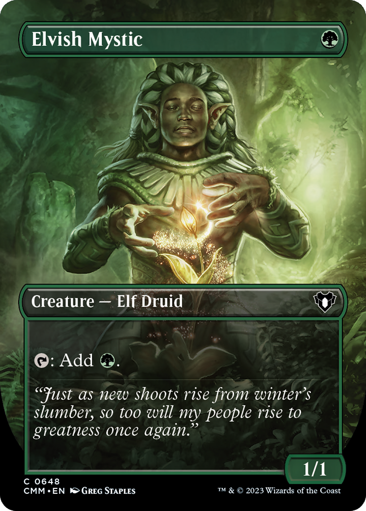 Elvish Mystic (Borderless Alternate Art) [Commander Masters] | Gam3 Escape