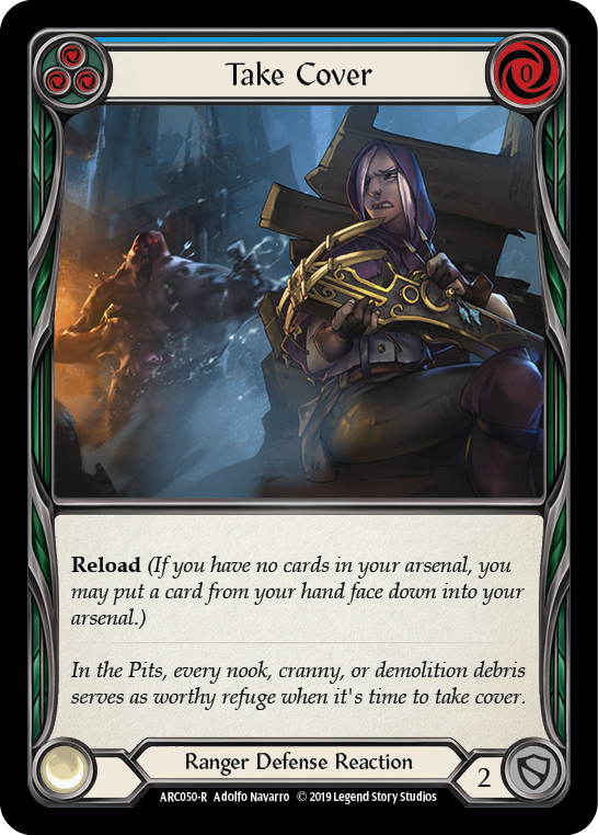 Take Cover (Blue) [ARC050-R] (Arcane Rising)  1st Edition Rainbow Foil | Gam3 Escape