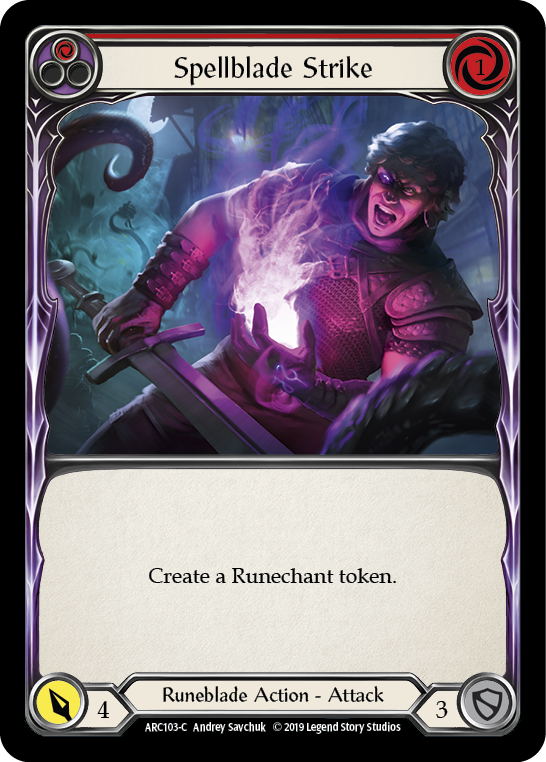 Spellblade Strike (Red) [ARC103-C] (Arcane Rising)  1st Edition Rainbow Foil | Gam3 Escape