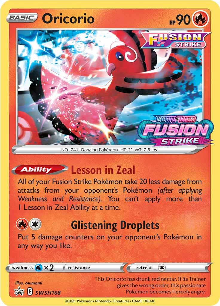 Oricorio (SWSH168) (Prerelease Promo) [Sword & Shield: Black Star Promos] | Gam3 Escape