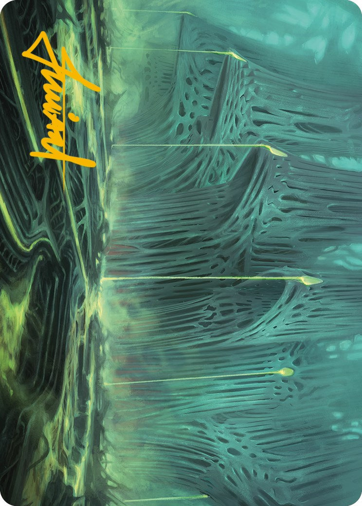 Swamp Art Card (Gold-Stamped Signature) [Phyrexia: All Will Be One Art Series] | Gam3 Escape