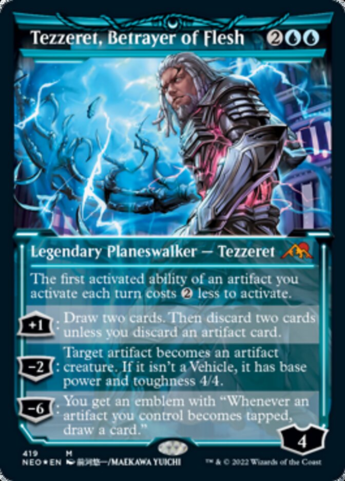 Tezzeret, Betrayer of Flesh (Showcase) (Foil Etched) [Kamigawa: Neon Dynasty] | Gam3 Escape