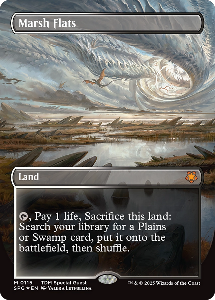 Marsh Flats (Borderless) (Dragonscale Foil) [Tarkir: Dragonstorm Special Guests] | Gam3 Escape