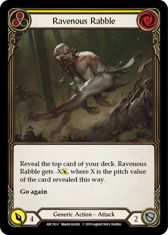 Ravenous Rabble (Yellow) [ARC192-C] (Arcane Rising)  1st Edition Rainbow Foil | Gam3 Escape